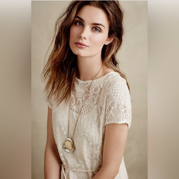 Anthropologie Lilka Bellflower Lace Maxi Dress, Ivory/Cream, Medium Petite - Picture 3 of 9